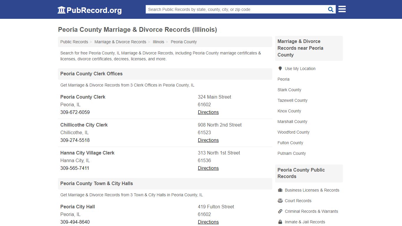 Free Peoria County Marriage & Divorce Records (Illinois ...